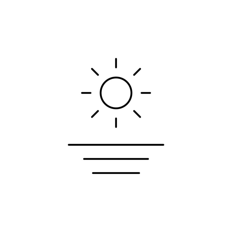 lever du soleil, coucher de soleil, modèle de logo d'illustration vectorielle d'icône de fine ligne de soleil. adapté à de nombreuses fins. vecteur