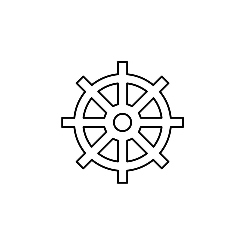 gouvernail, nautique, bateau, bateau fine ligne icône vector illustration logo modèle. adapté à de nombreuses fins.