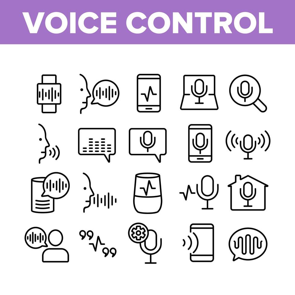 icônes de collection de commandes de commande vocale définies vecteur