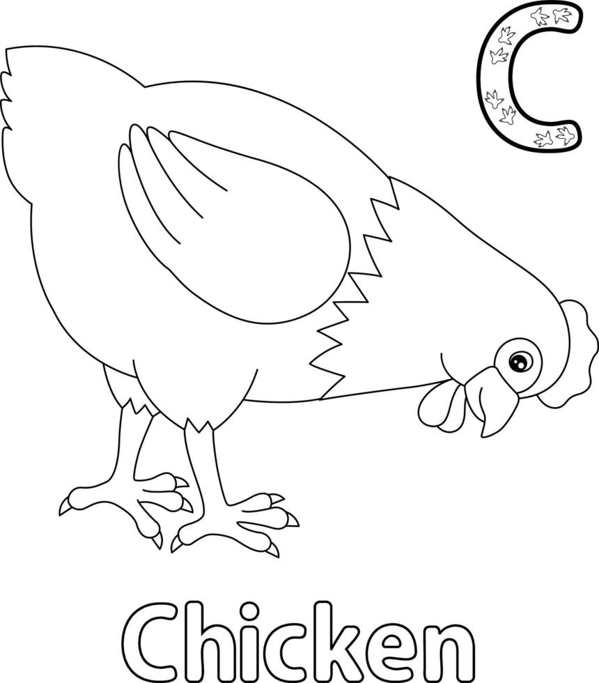 alphabet poulet abc coloriage c vecteur