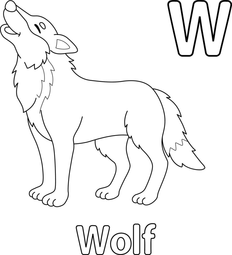 loup alphabet abc coloriage page w vecteur