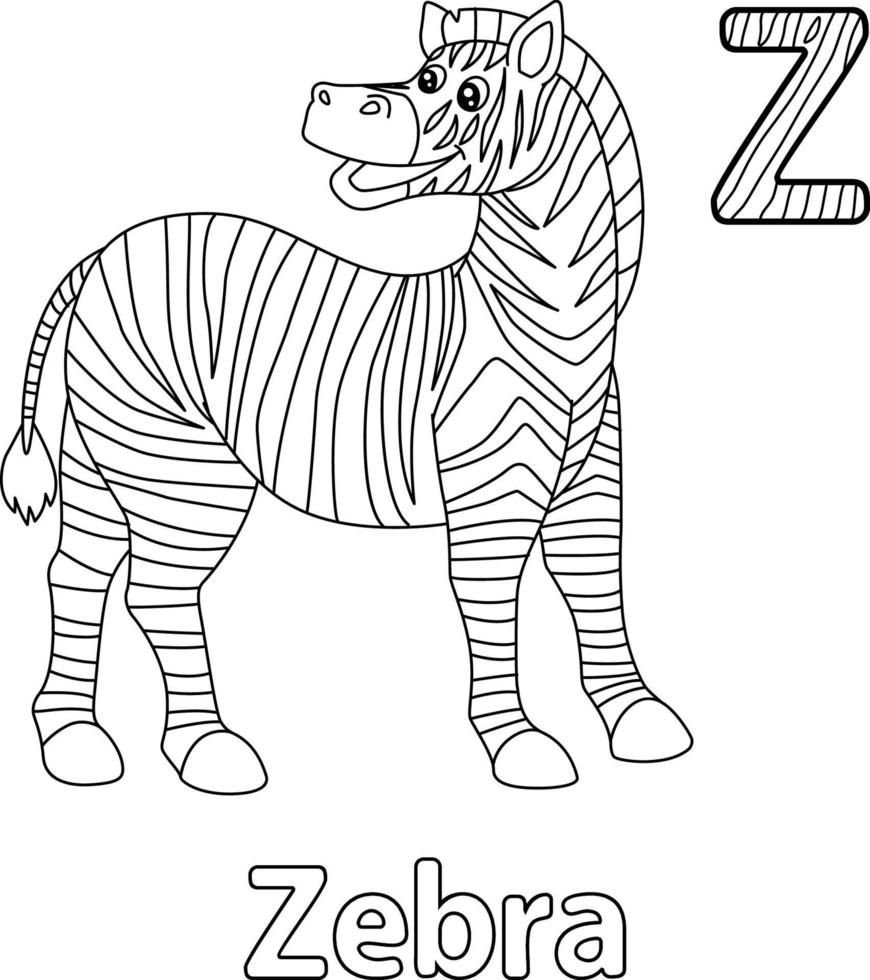 zèbre alphabet abc coloriage z vecteur