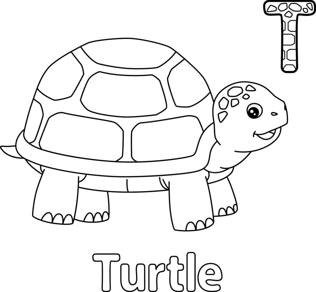 tortue alphabet abc coloriage page t vecteur