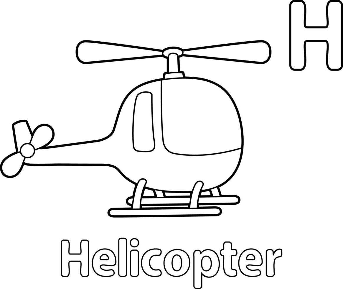 hélicoptère alphabet abc coloriage h vecteur