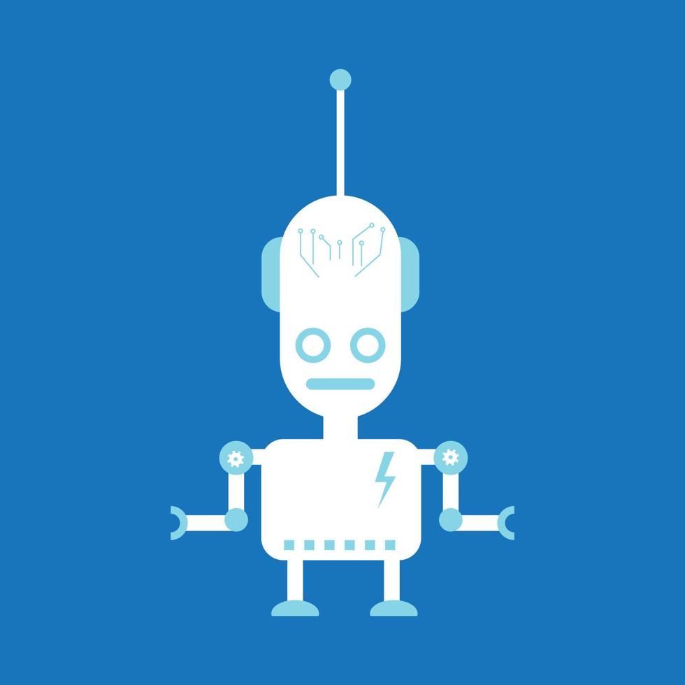 personnage de robot plat d'intelligence artificielle vecteur