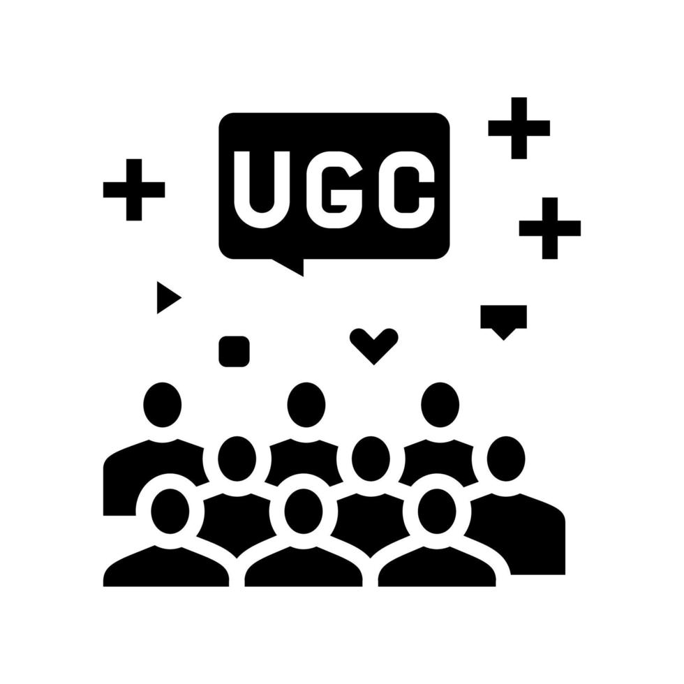 utilisateurs de médias sociaux publics ugc glyphe icône illustration vectorielle vecteur