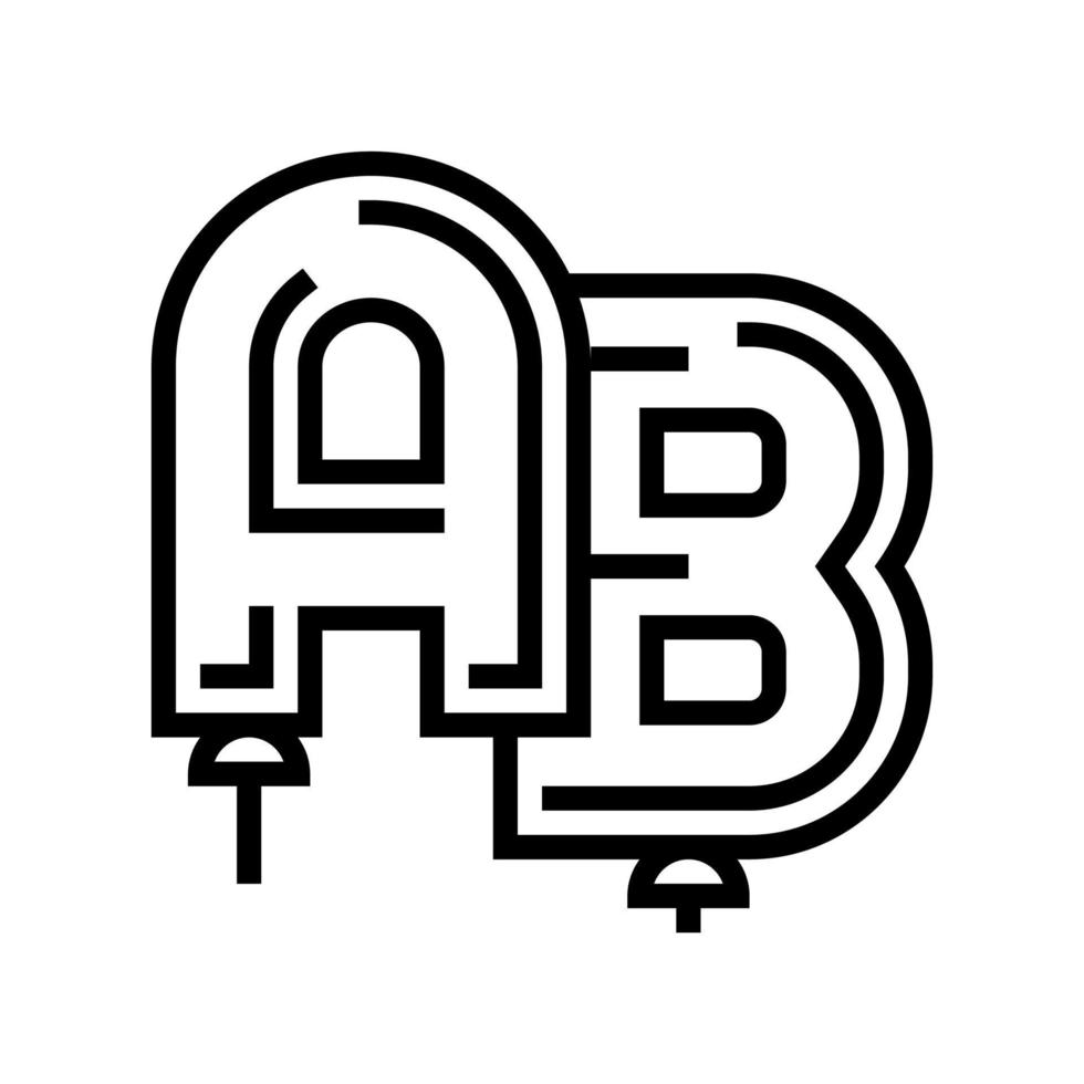 Alphabet lettres ballons ligne icône illustration vectorielle vecteur