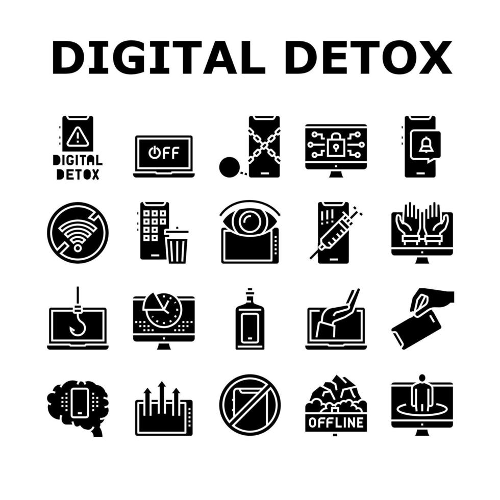 ensemble d'icônes de collection de désintoxication d'appareil numérique vecteur