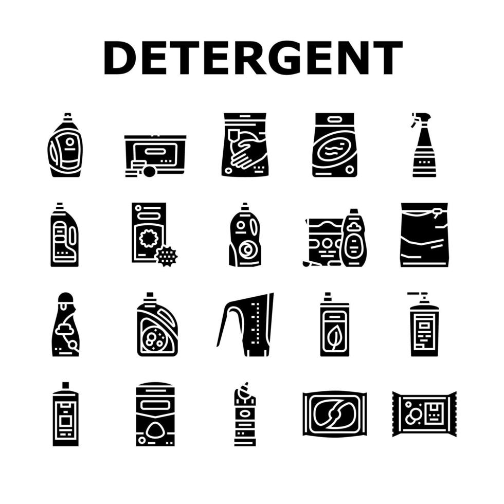 détergent à lessive bio icons set vector