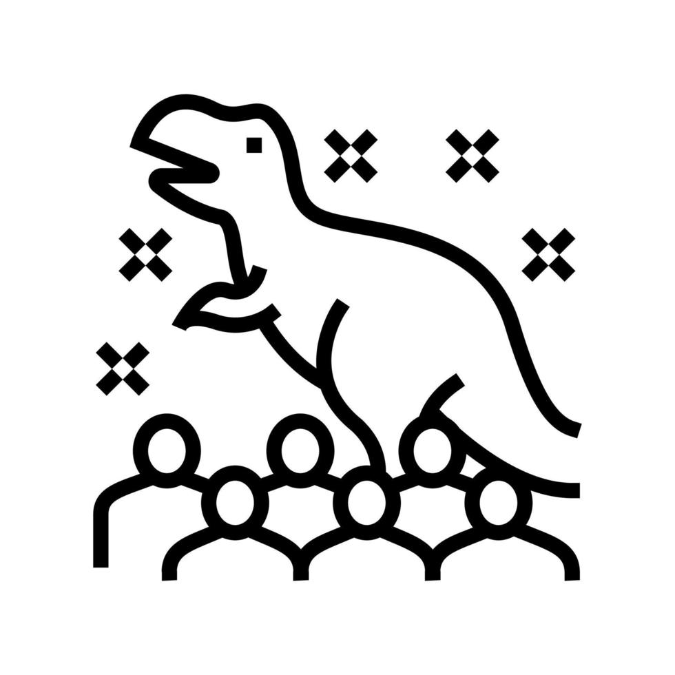 illustration vectorielle de l'icône de la ligne de fête des enfants dinosaure vecteur