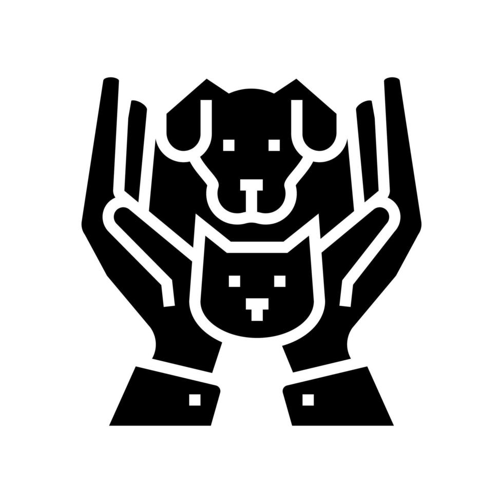 mains tenant chat et chien glyphe icône illustration vectorielle vecteur