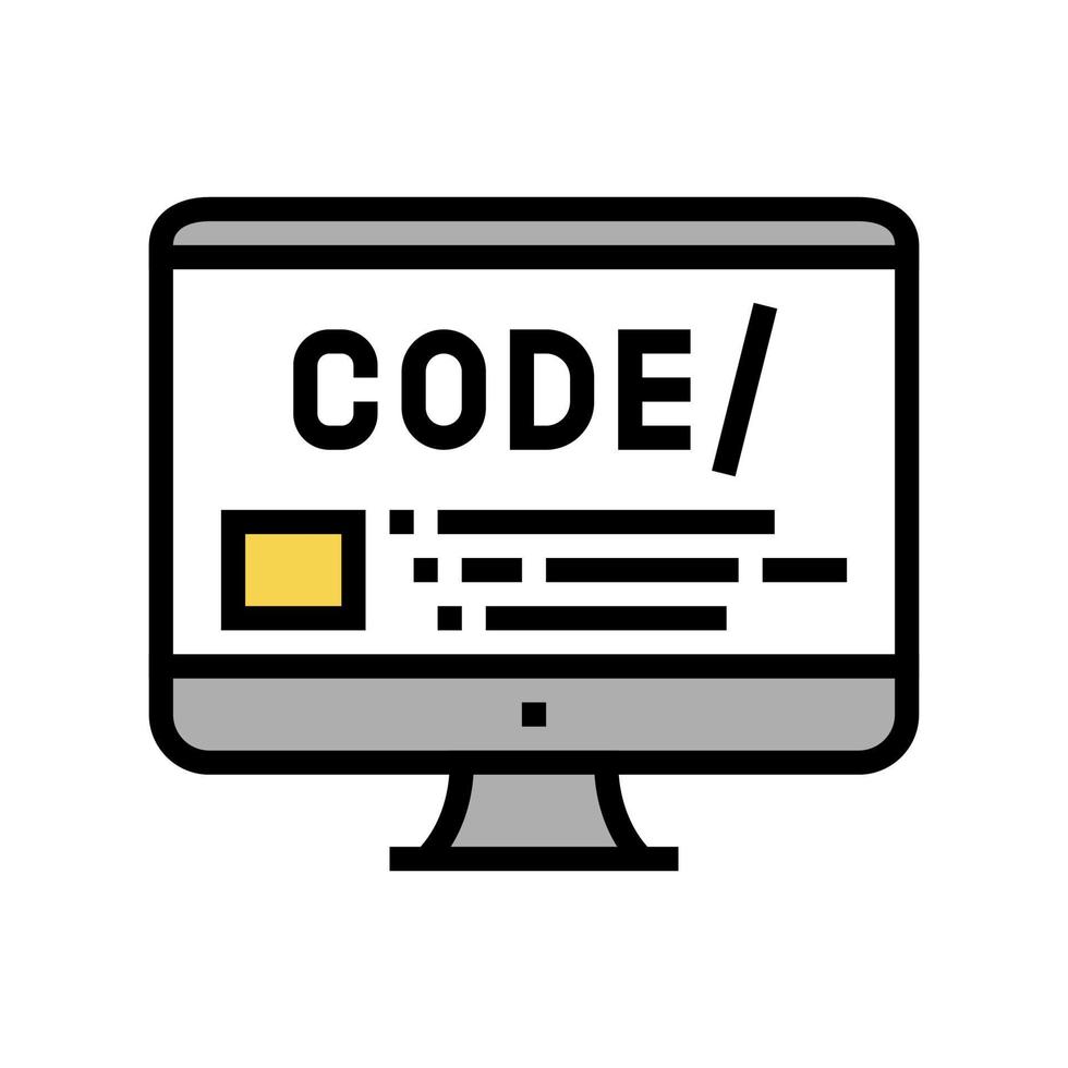 code sur l'illustration vectorielle de l'icône couleur de l'écran de l'ordinateur vecteur
