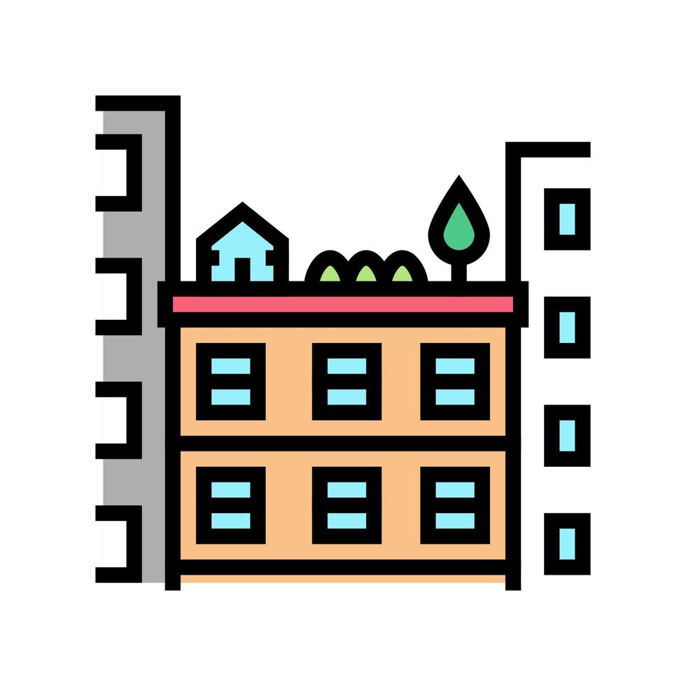 plante de croissance sur l'illustration vectorielle de l'icône de couleur du toit du bâtiment vecteur