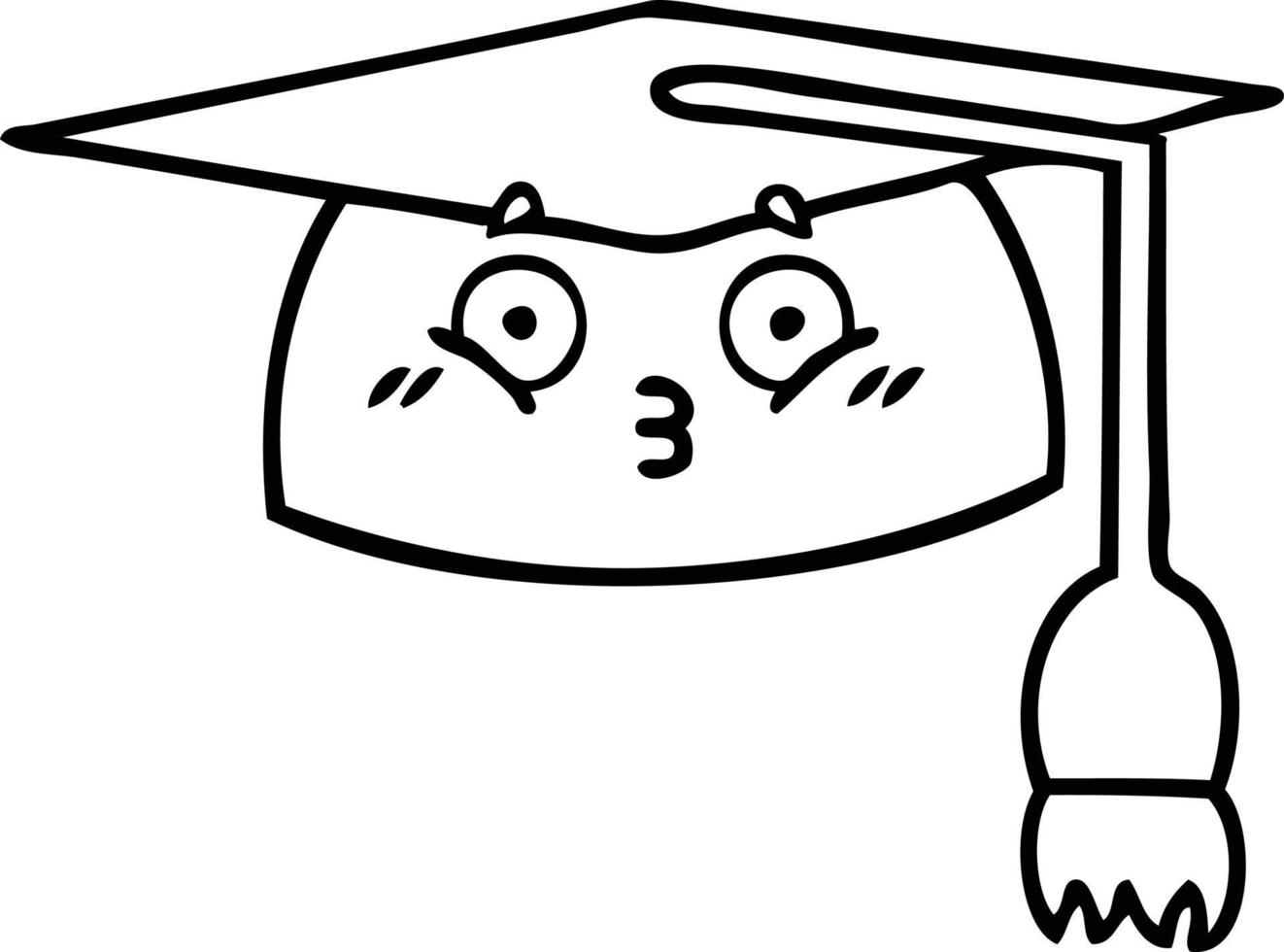 chapeau de graduation dessin animé dessin au trait vecteur