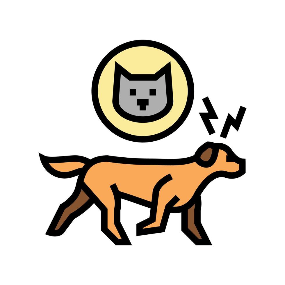 chien chassant chat couleur icône illustration vectorielle vecteur