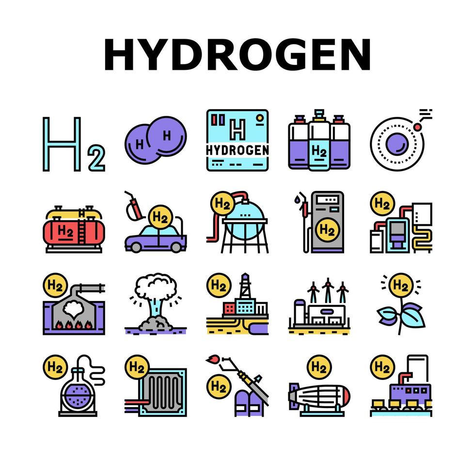 vecteur d'icônes de collecte de l'industrie de l'hydrogène