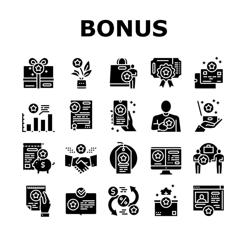 cadeau bonus d'icônes de collection de ventes set vector