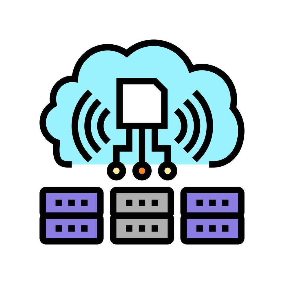 serveurs stockant les informations de l'illustration vectorielle de l'icône de couleur rfid vecteur