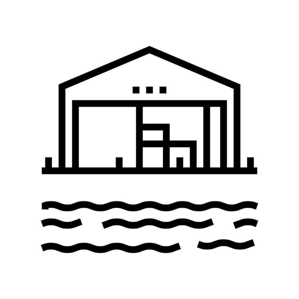 illustration vectorielle de l'icône de la ligne du port de l'entrepôt vecteur