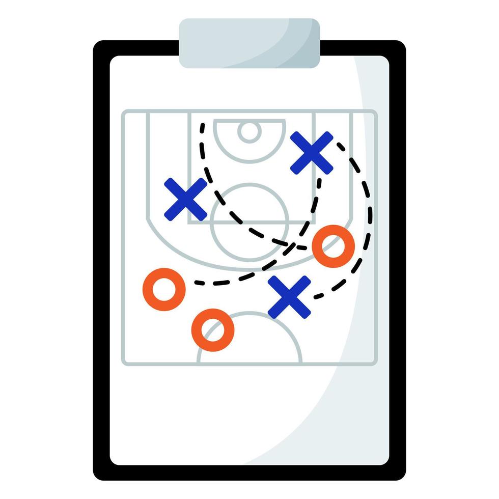 tablette coach avec stratégie. Équipement de sport de basket-ball 3x3. jeux d'été. vecteur