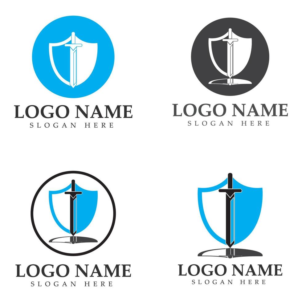 modèle de conception d'icône de logo de bouclier et d'épée. icône de gardien. élément de sécurité. vecteur