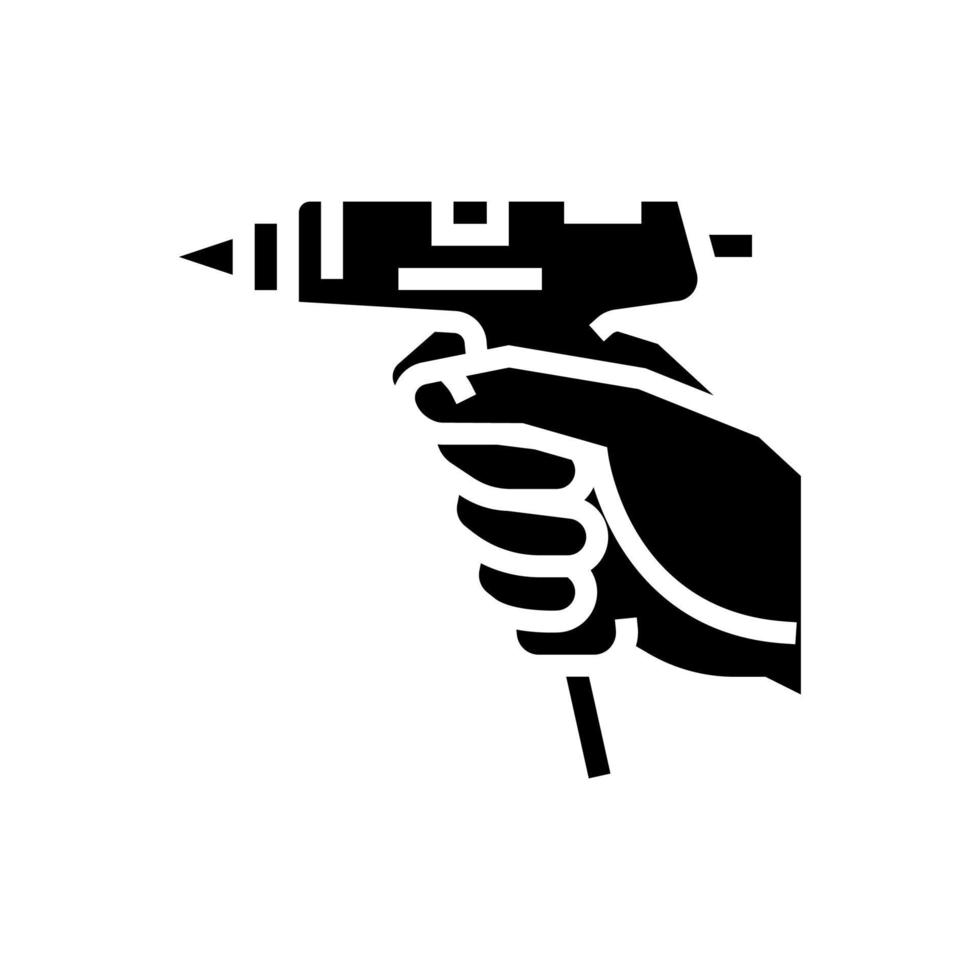 bricolage artisanat collage pistolet glyphe icône illustration vectorielle vecteur