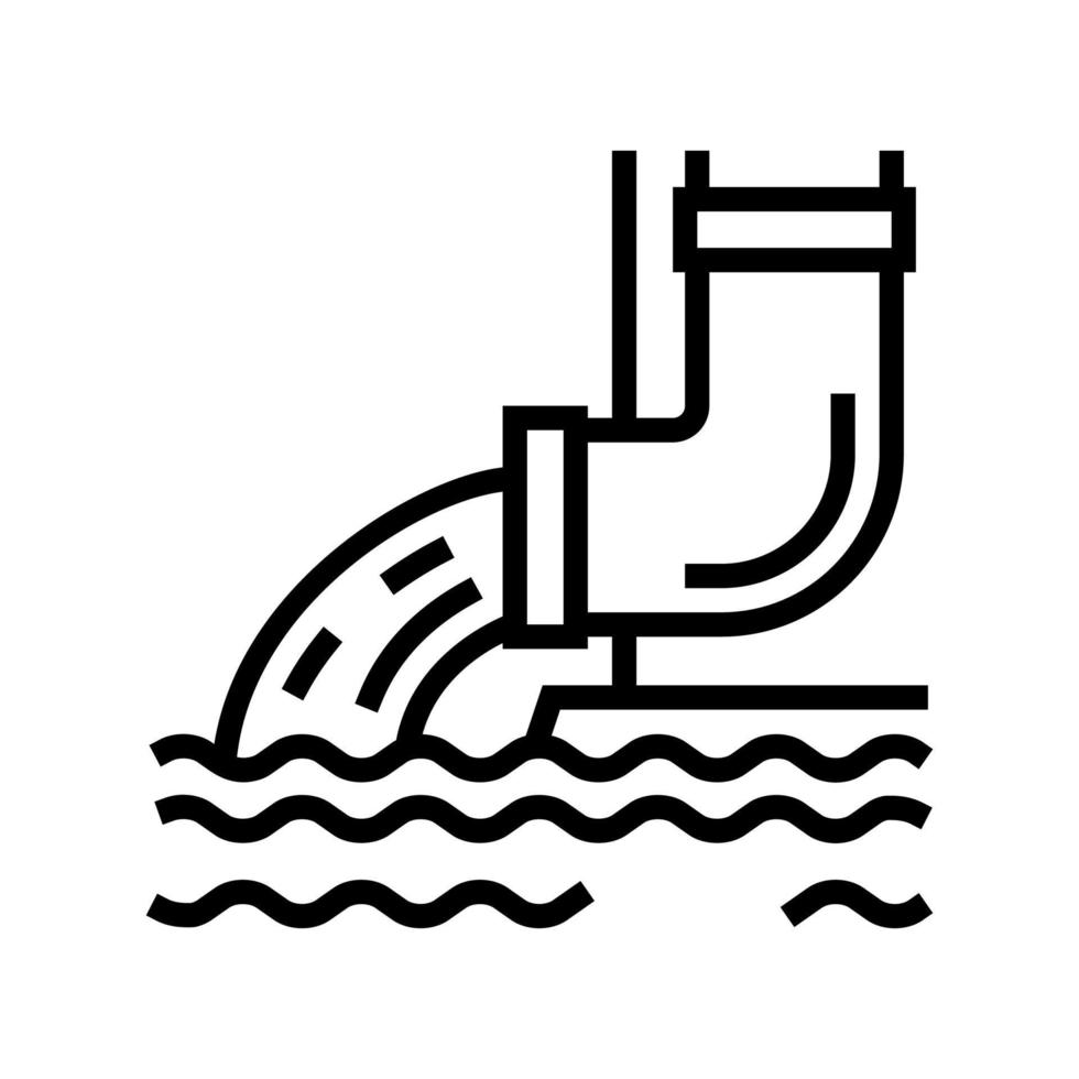illustration vectorielle de l'eau qui coule de l'icône de la ligne du tuyau de drainage vecteur
