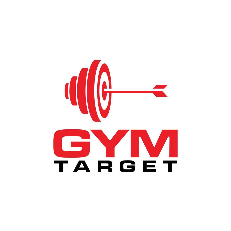 logo de gym unique avec icône barbell et bullseye vecteur