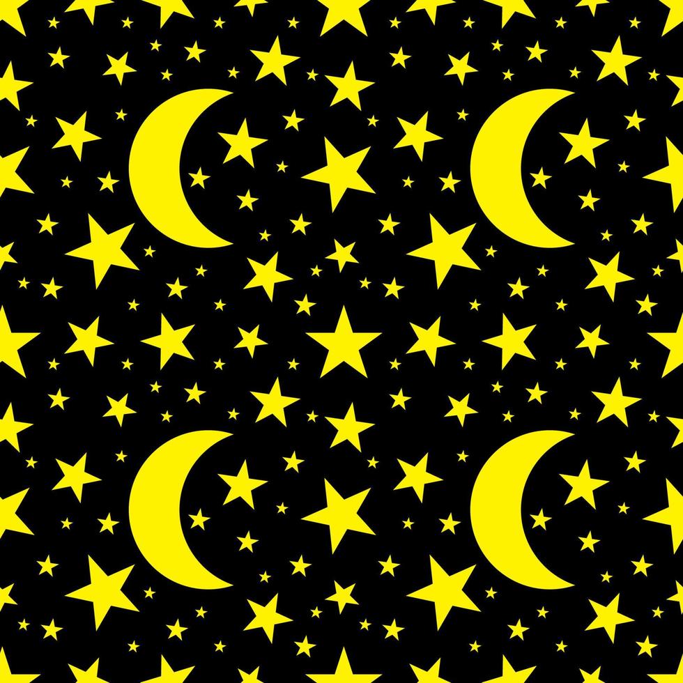 fond de ciel nocturne avec motif sans couture lune et étoiles vecteur