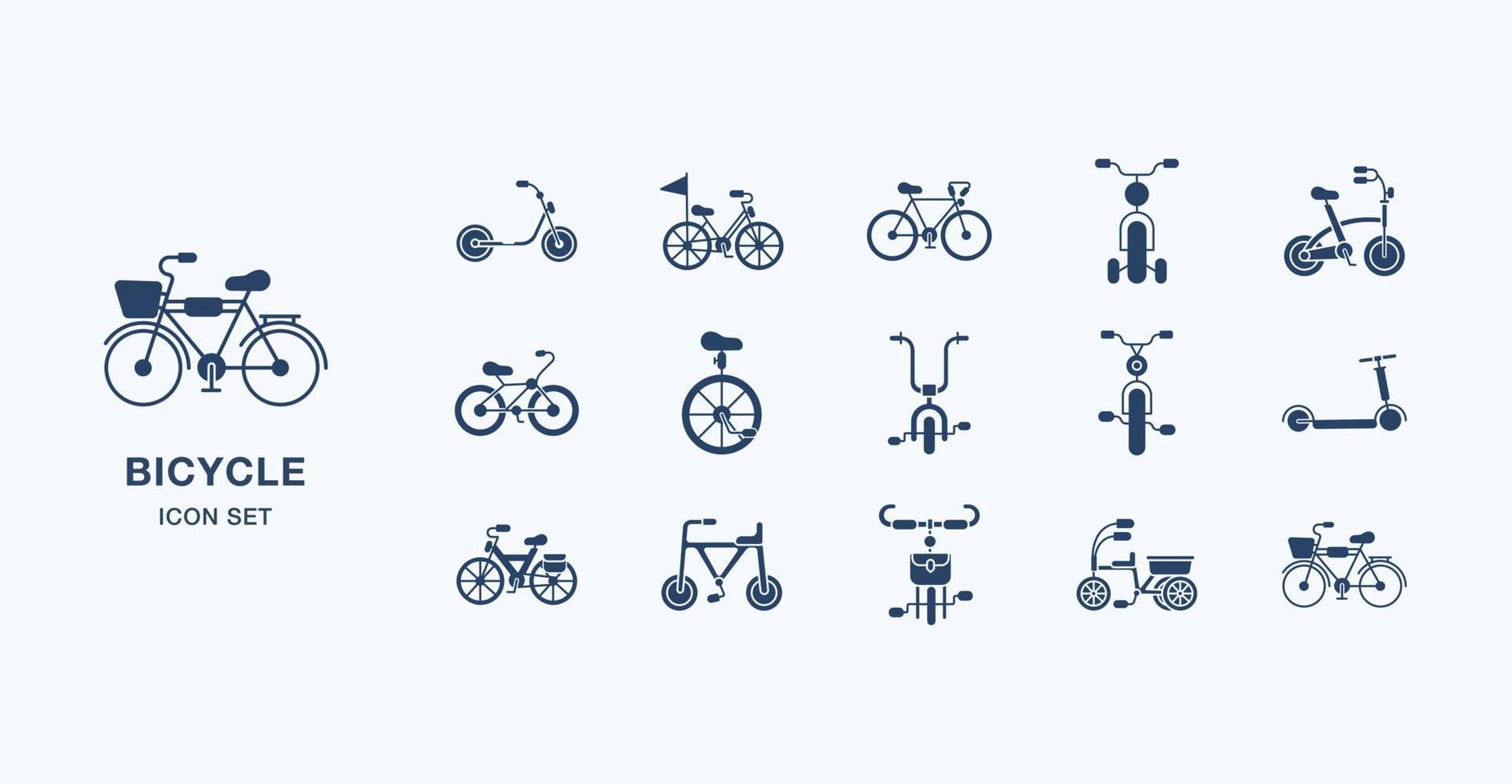 jeu d'icônes solide vélo vecteur