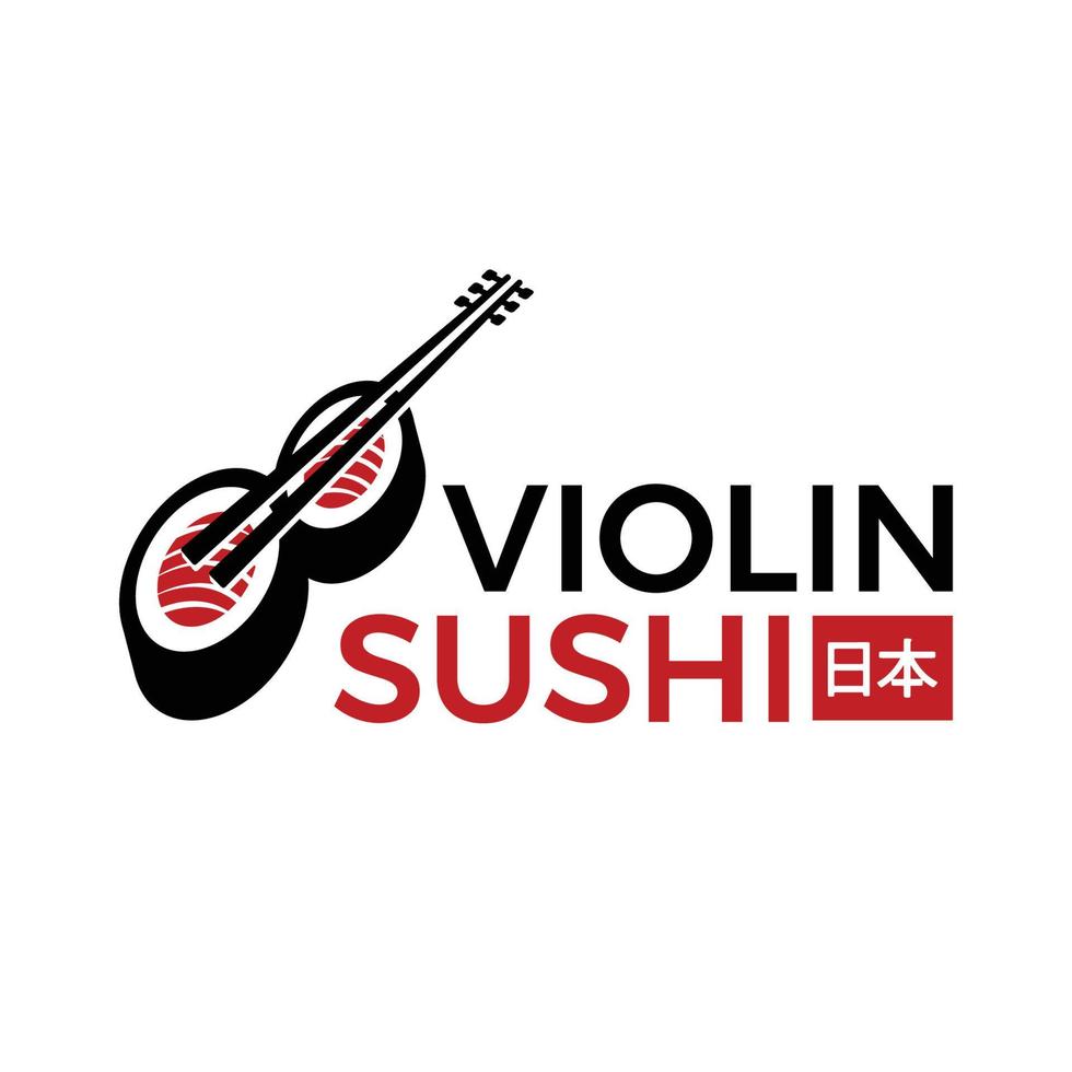 logo de sushi unique avec modèle de vecteur de forme de violon