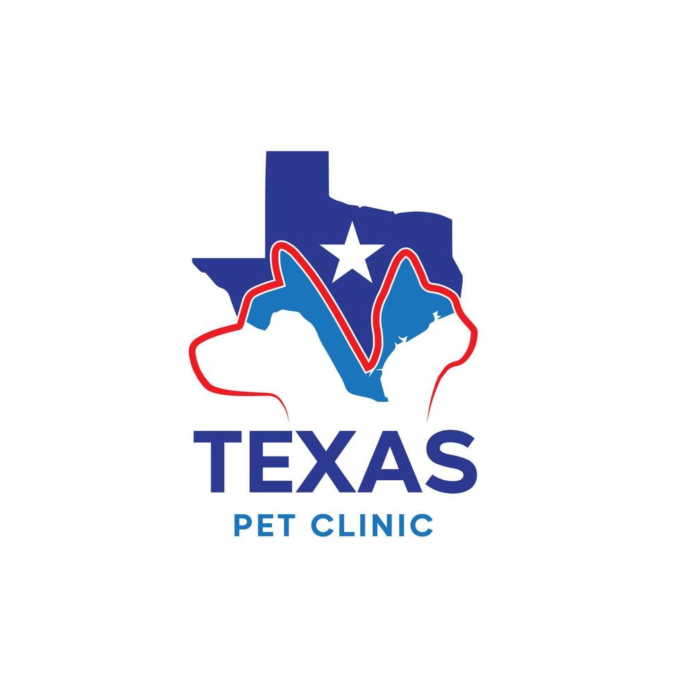 logo bleu de la clinique pour animaux de compagnie du texas vecteur