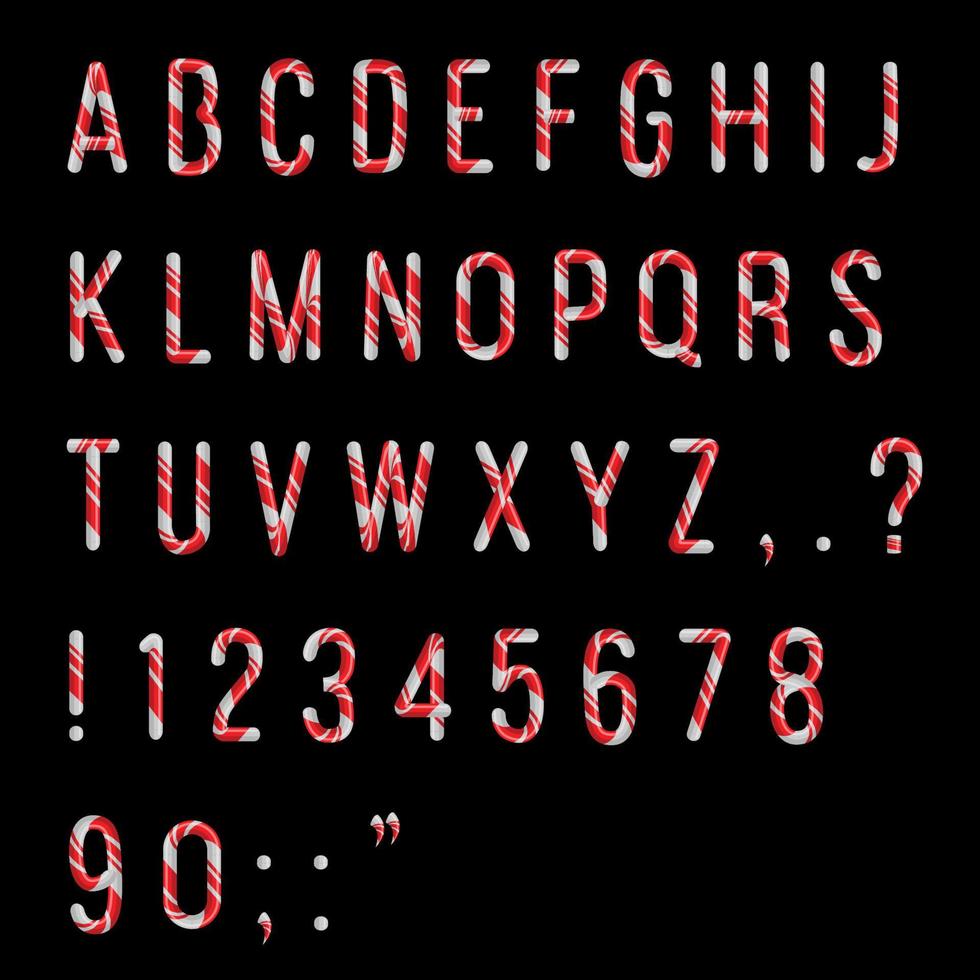 ensemble complet de lettres alfabet canne en bonbon vecteur