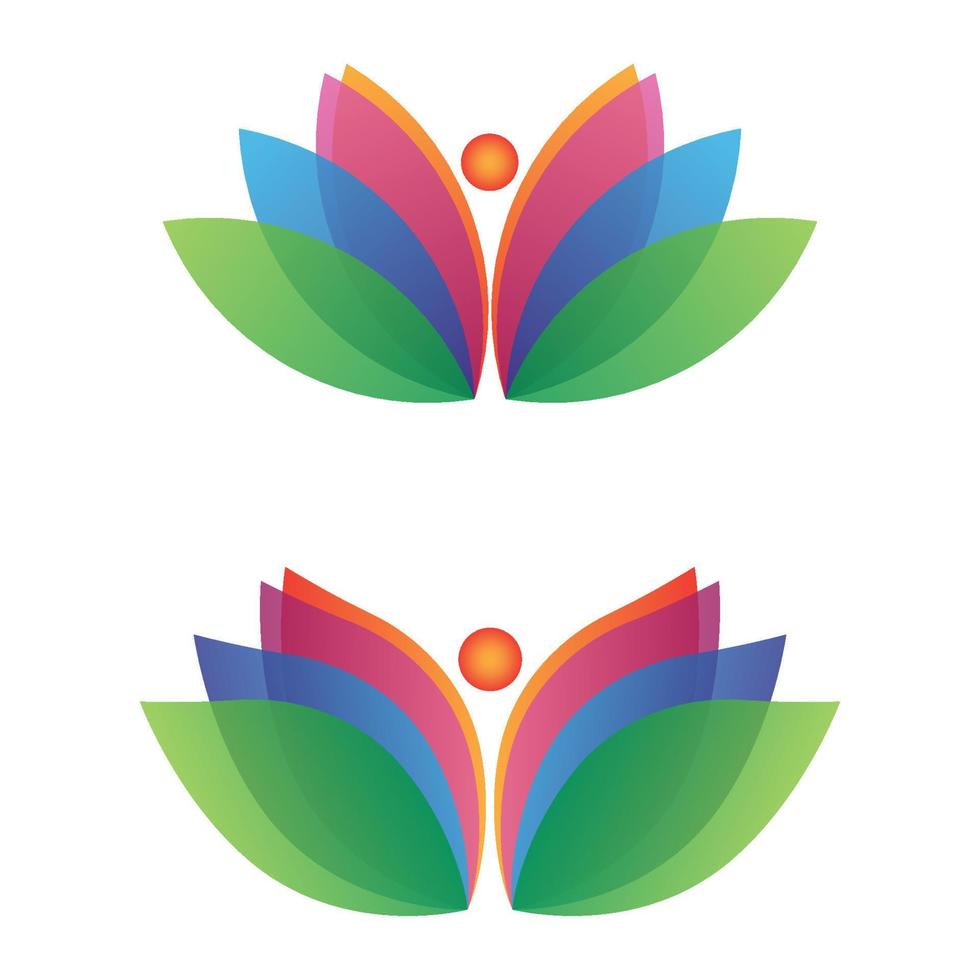 logo de personnes multicolores modernes avec ensemble de vecteurs d'illustration de fleur de lotus vecteur