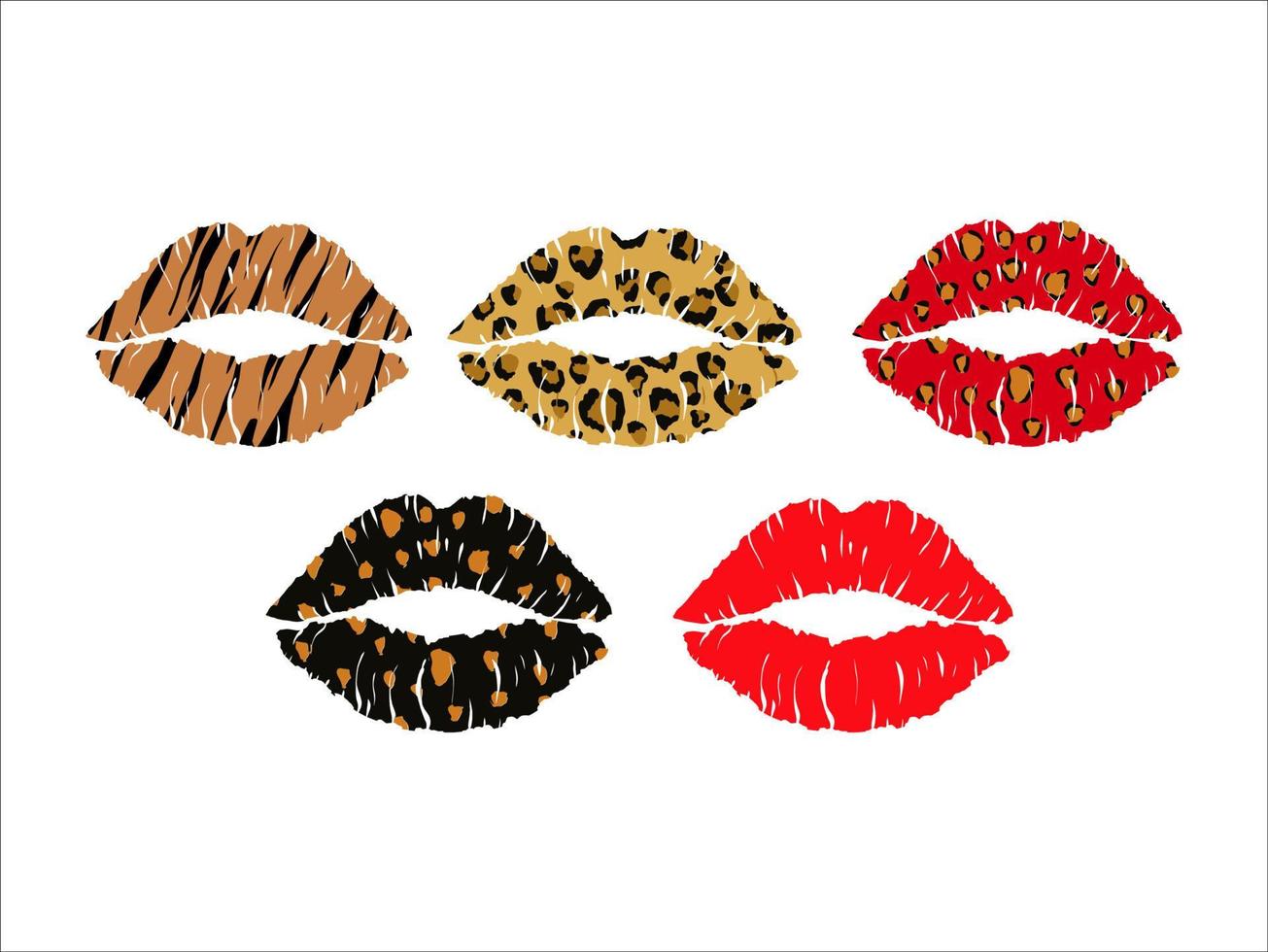 collection de vecteur d'illustrations féminines beauté lèvres