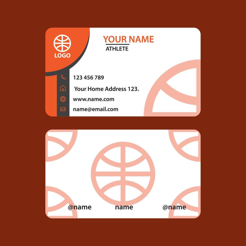 carte de visite de sport de basket-ball orange pour athlète vecteur