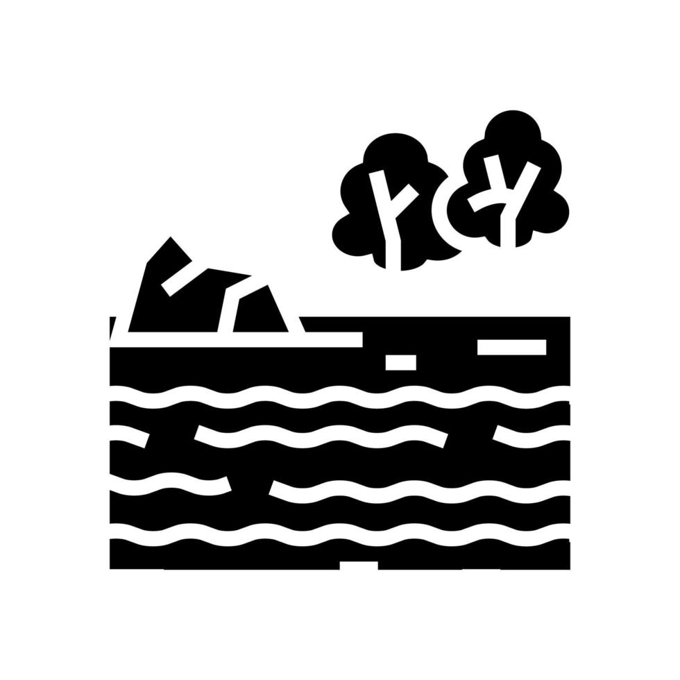 rivière paysage glyphe icône illustration vectorielle vecteur