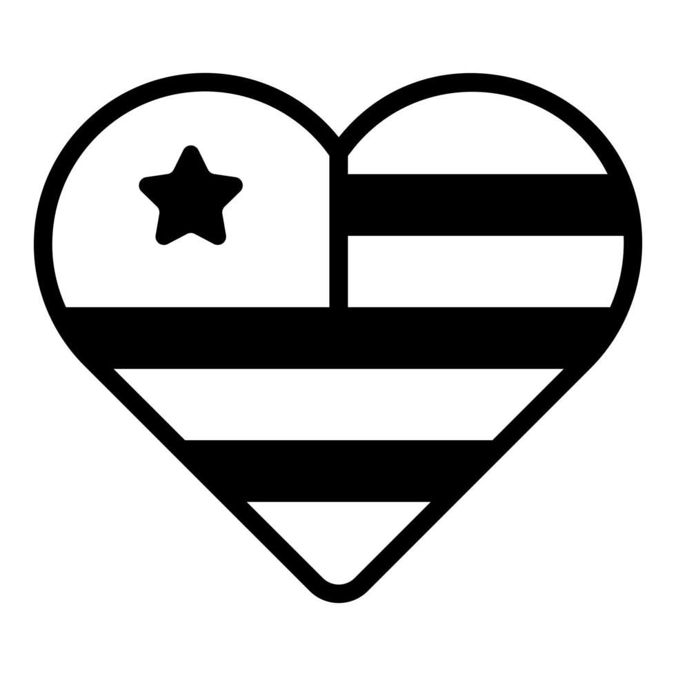 icône de drapeau de coeur, conception vectorielle icône du jour de l'indépendance des États-Unis. vecteur