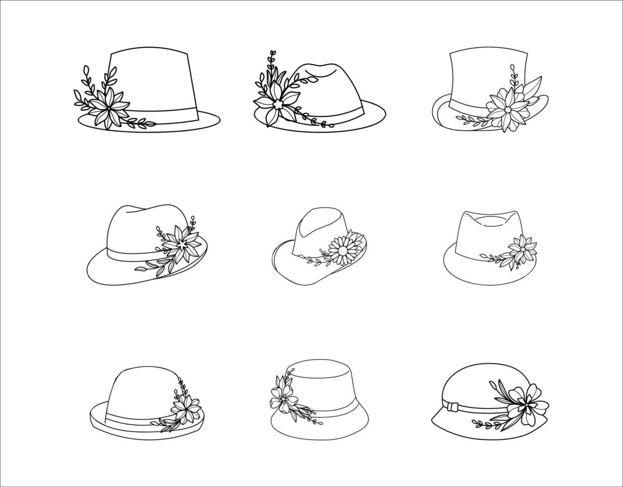 ensemble d'illustrations de chapeau dessinées à la main vecteur