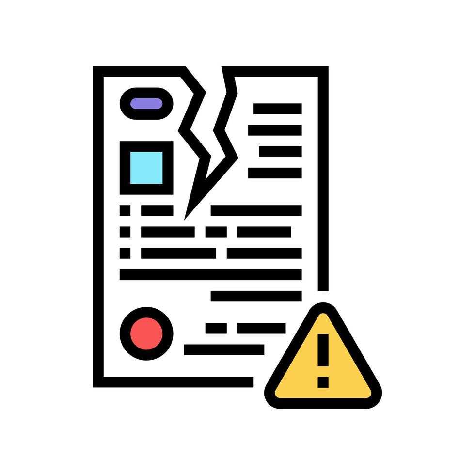 illustration vectorielle d'icône de couleur de dictionnaire de droit de rupture de contrat vecteur