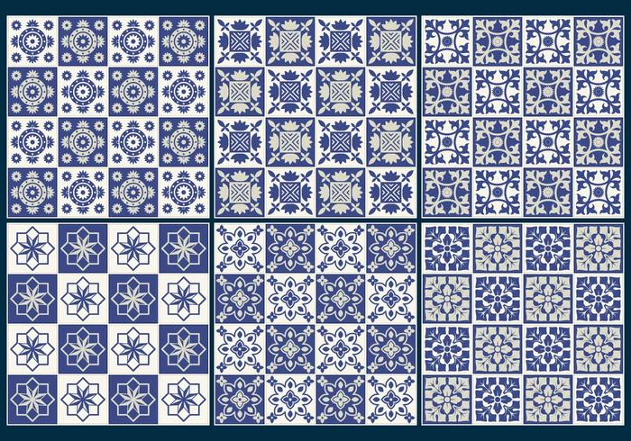 Vecteurs de motifs de carreaux bleus vecteur