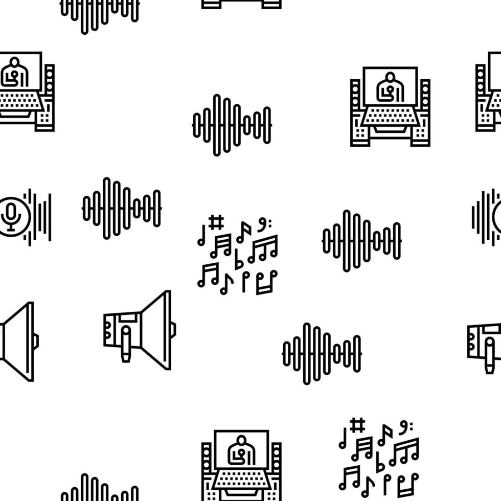 modèle sans couture de vecteur d'équipement de studio d'enregistrement de musique