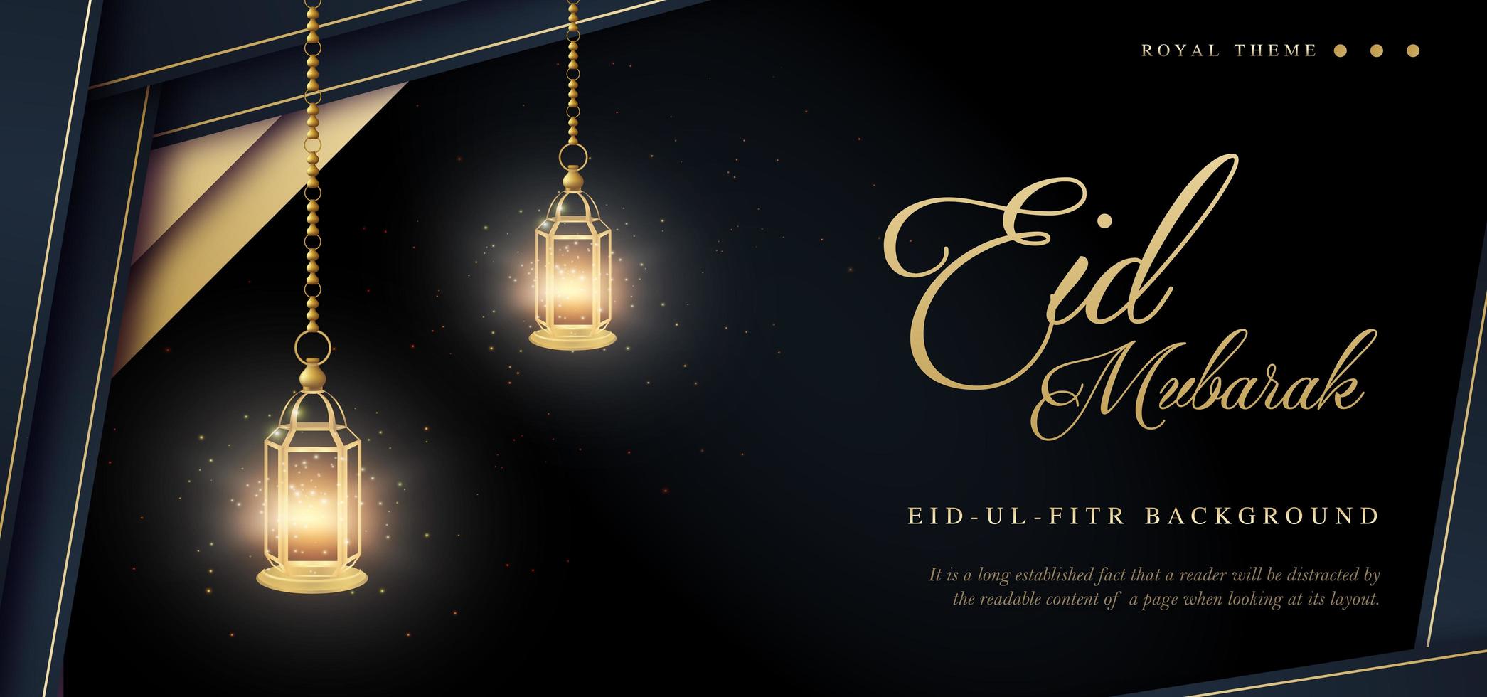 conception d'ornement eid mubarak fond de bannière de luxe royal vecteur