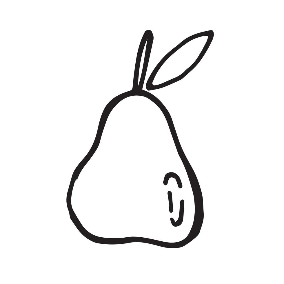 dessin d'illustration vectorielle stock dans le style doodle. poire de fruits de jardin. icône de poire mignonne vecteur
