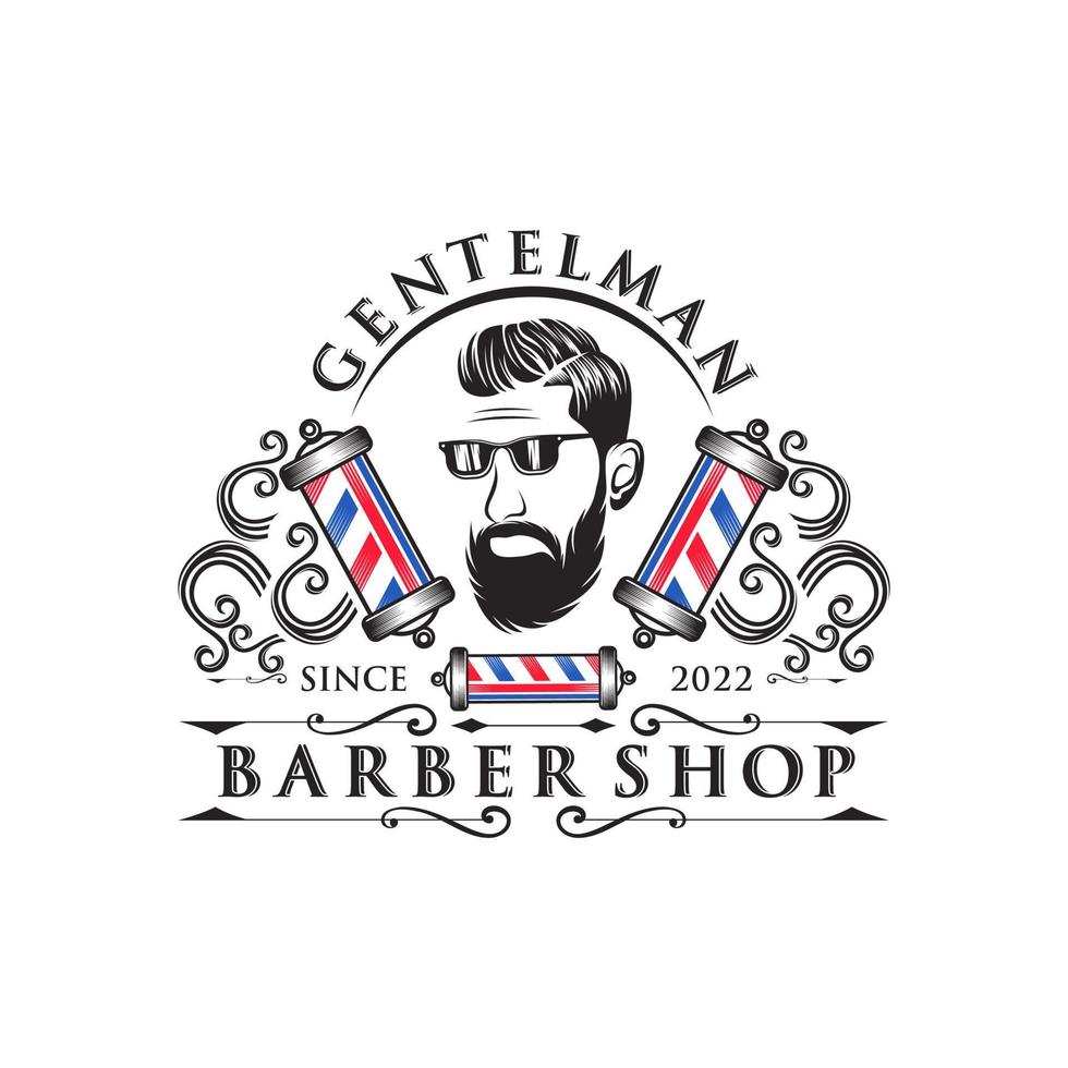 création de logo vintage gentleman barber shop vecteur