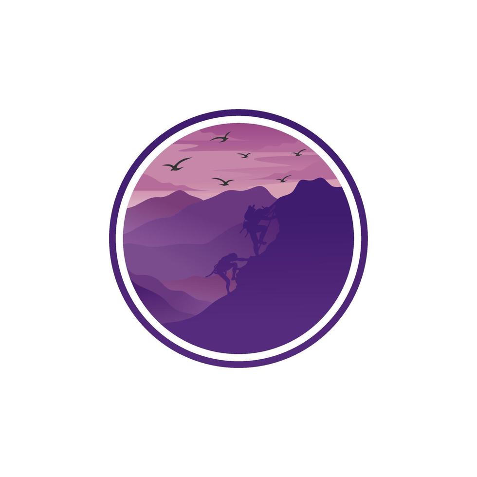 illustration vectorielle de conception de logo d'escalade de montagne vecteur