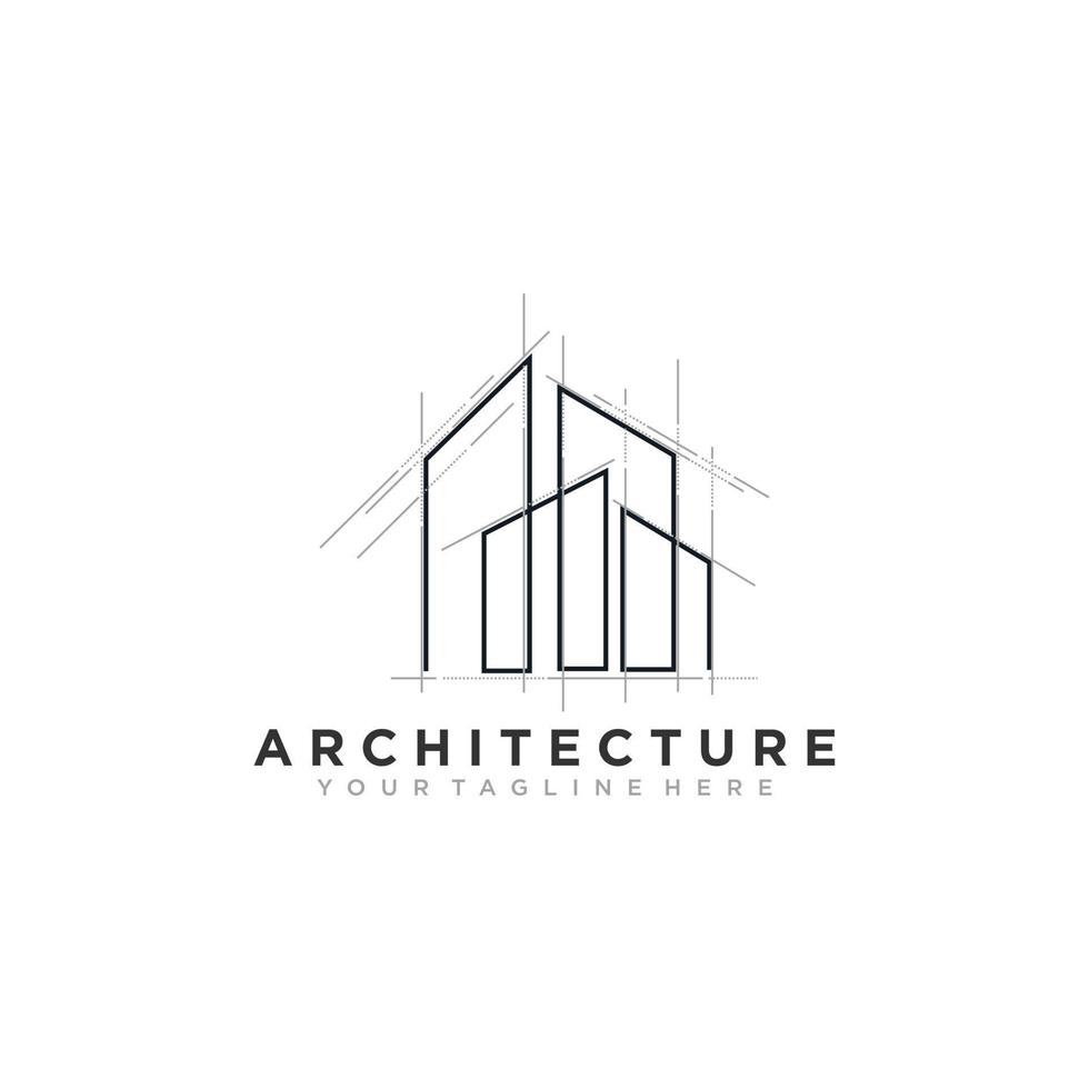 création de logo d'architecture, modèle de conception de marque d'entreprise de construction vectorielle. modèle de logo vectoriel architecte et construction