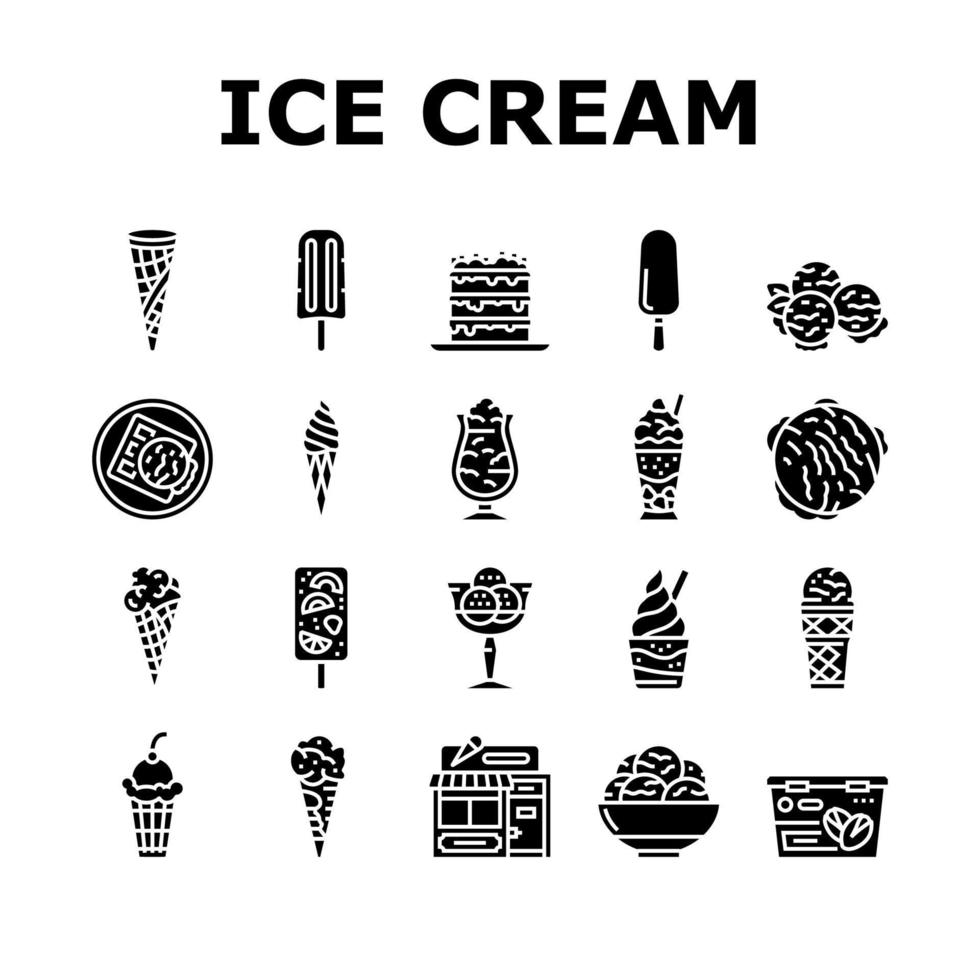 crème glacée délicieux dessert nourriture icônes set vector