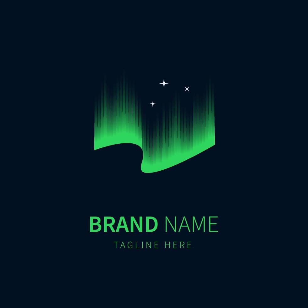 illustration du logo aurore avec couleur verte et étoiles vecteur