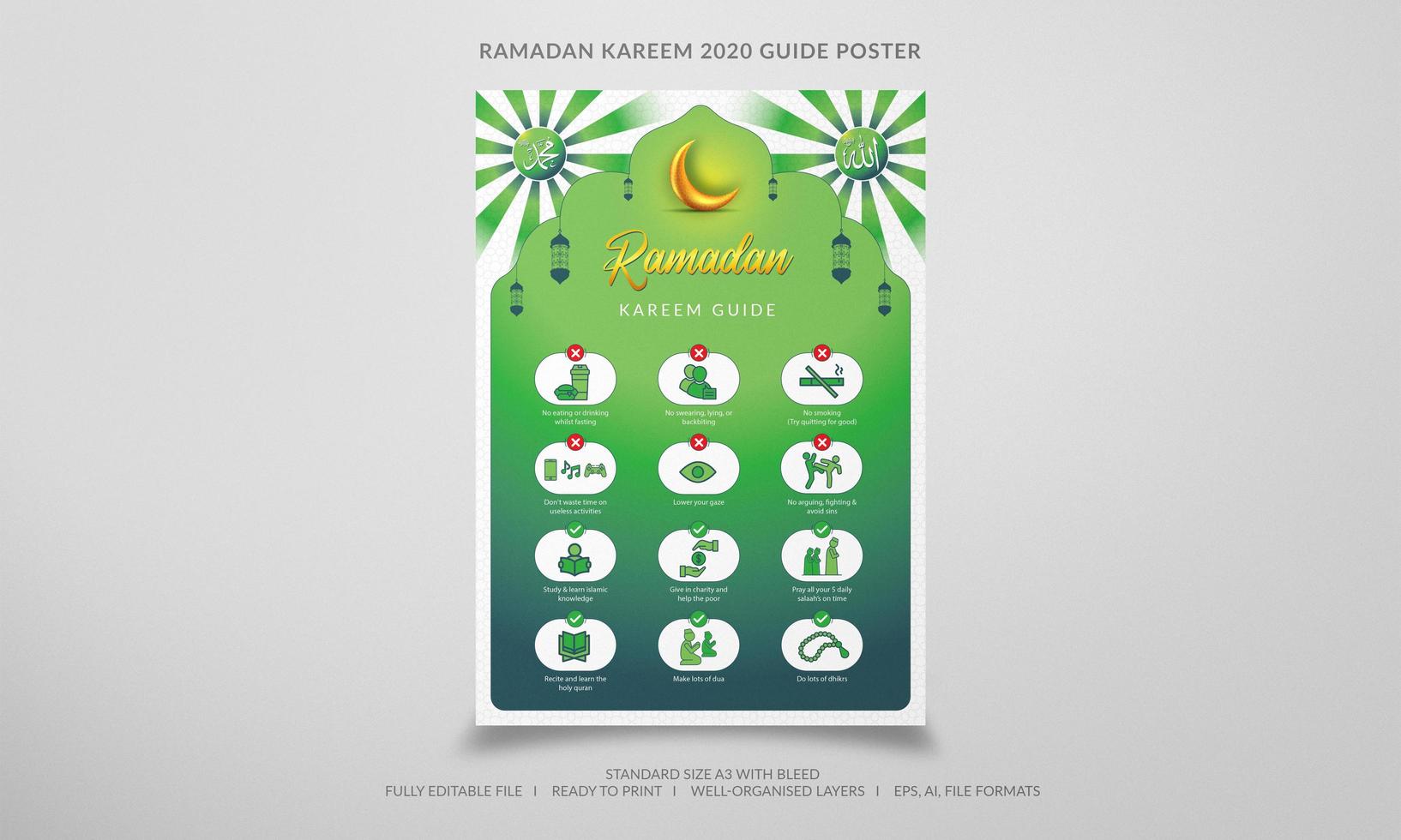 affiche du guide ramadan kareem vecteur